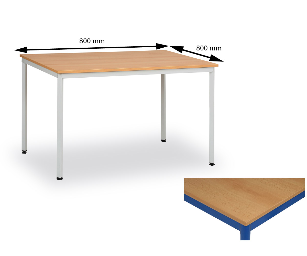 Jídelní stůl 80x80 cm, nohy modré / deska buk