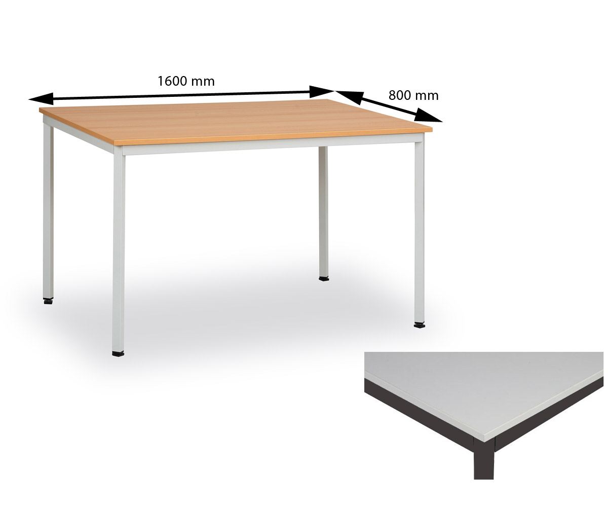 Jídelní stůl 160x80 cm, nohy hnědé / deska šedá