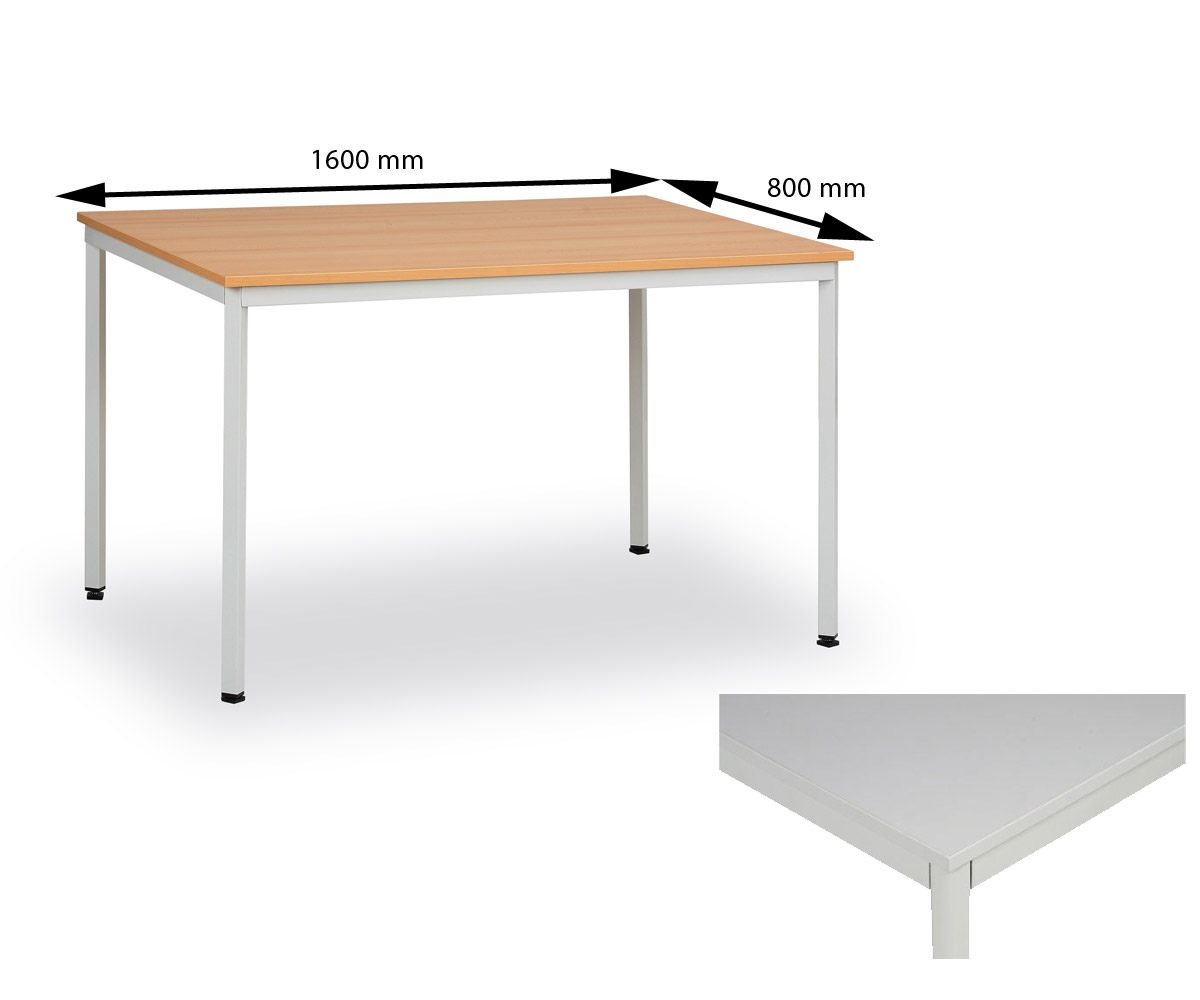 Jídelní stůl 160x80 cm, nohy světle šedé / deska šedá